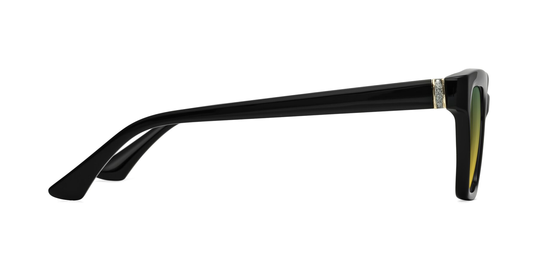 Side of OHare in Black with Green / Yellow Gradient Lenses