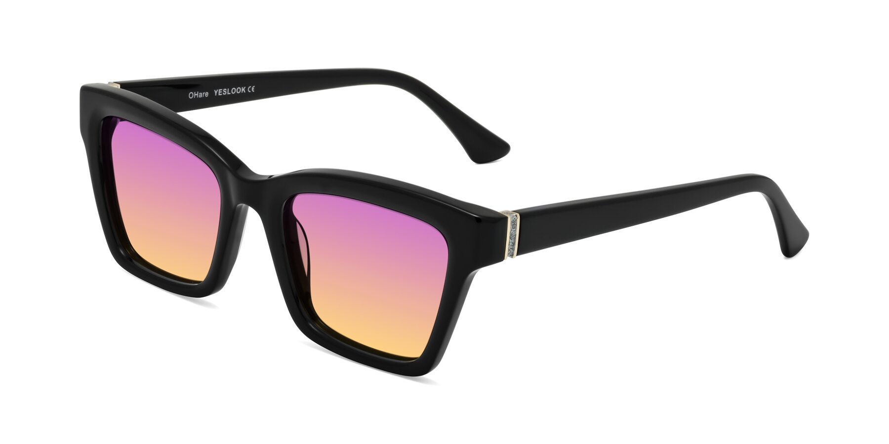 Angle of OHare in Black with Purple / Yellow Gradient Lenses
