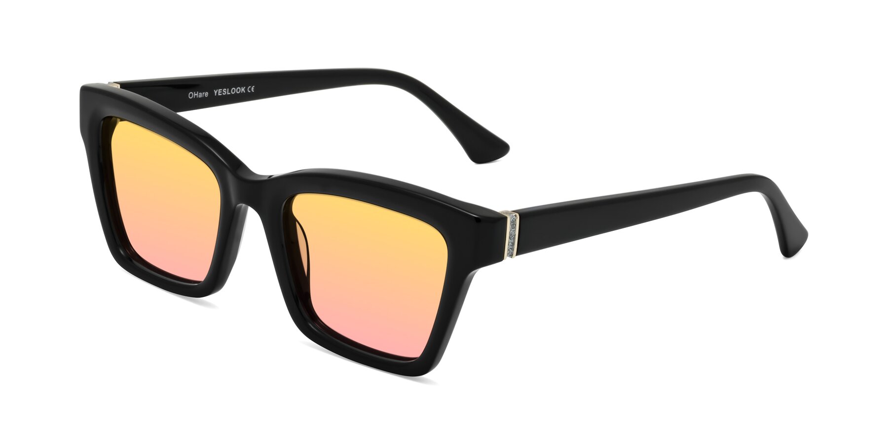 Angle of OHare in Black with Yellow / Pink Gradient Lenses