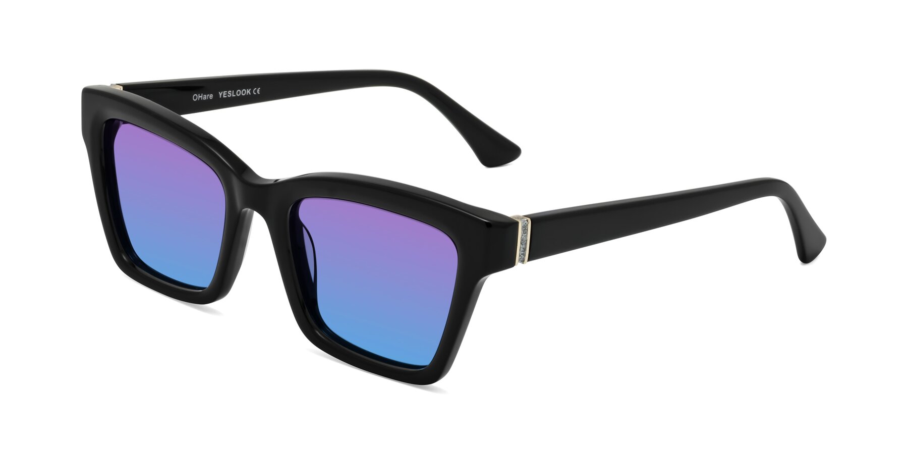 Angle of OHare in Black with Purple / Blue Gradient Lenses