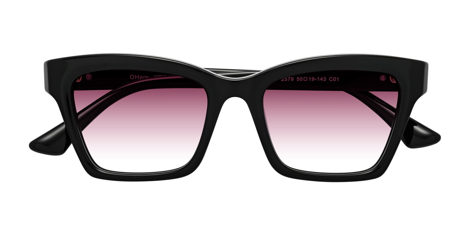 Folded Front of OHare in Black with Wine Gradient Lenses