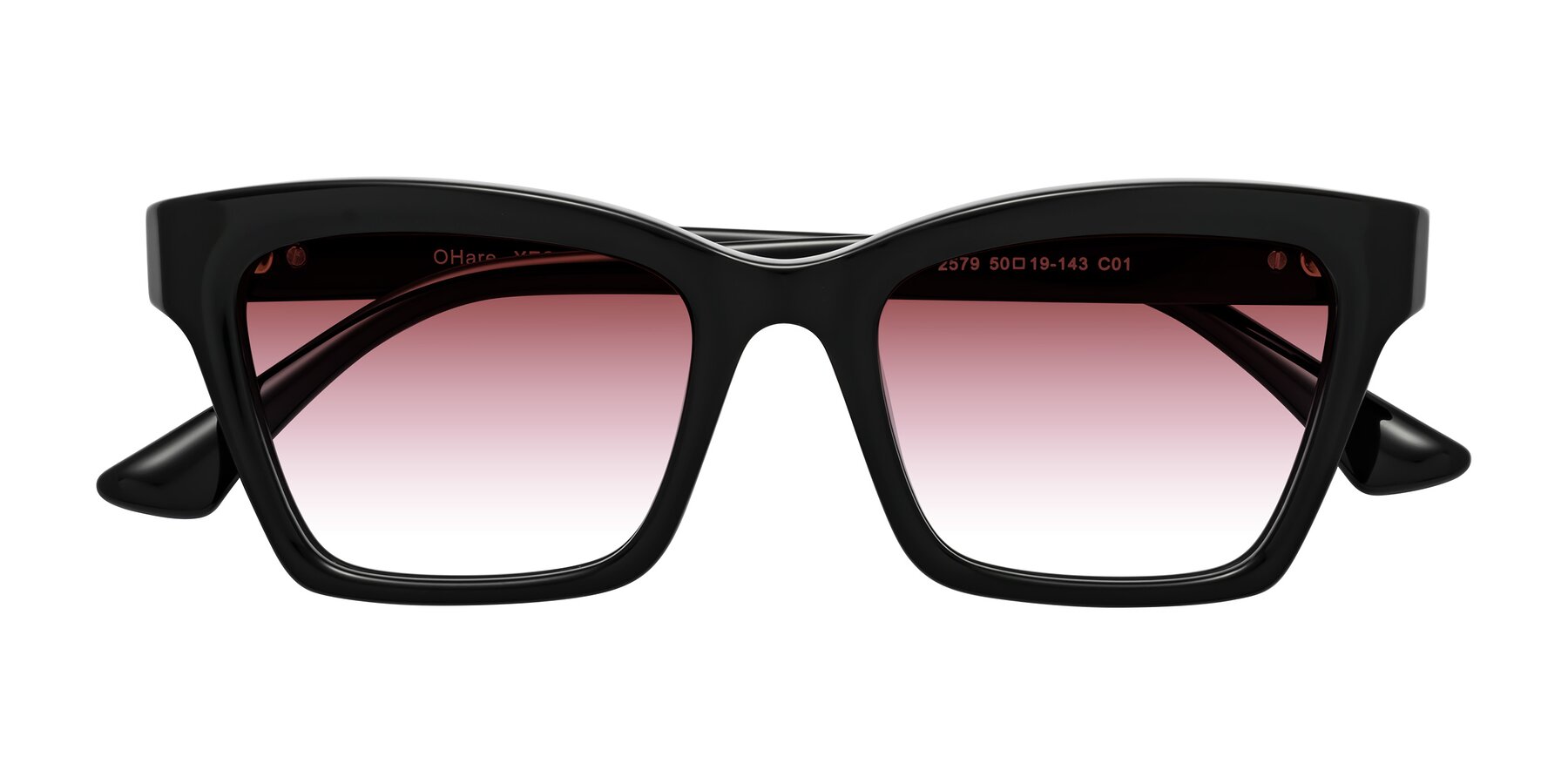 Folded Front of OHare in Black with Garnet Gradient Lenses