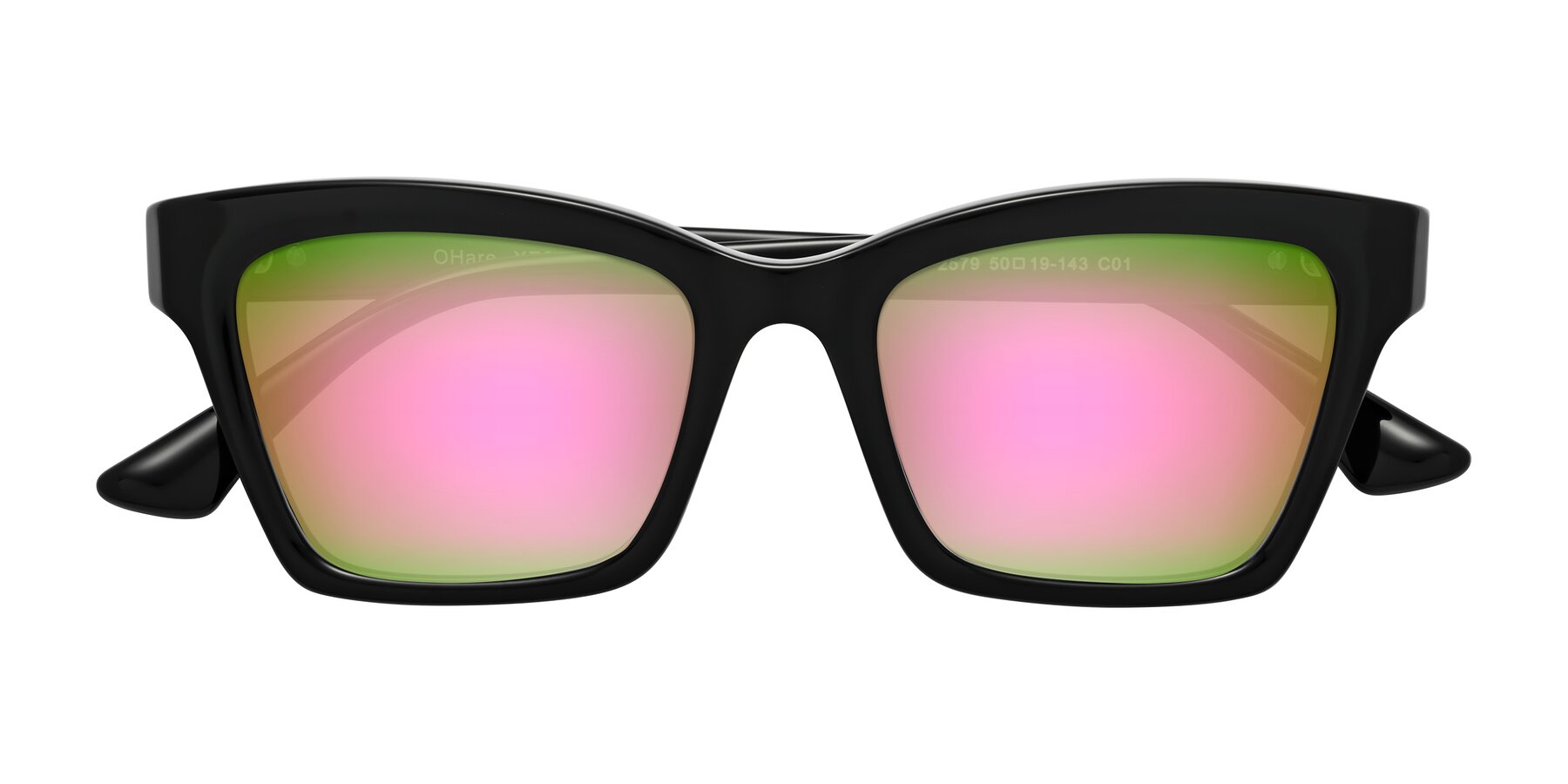 Folded Front of OHare in Black with Pink Mirrored Lenses