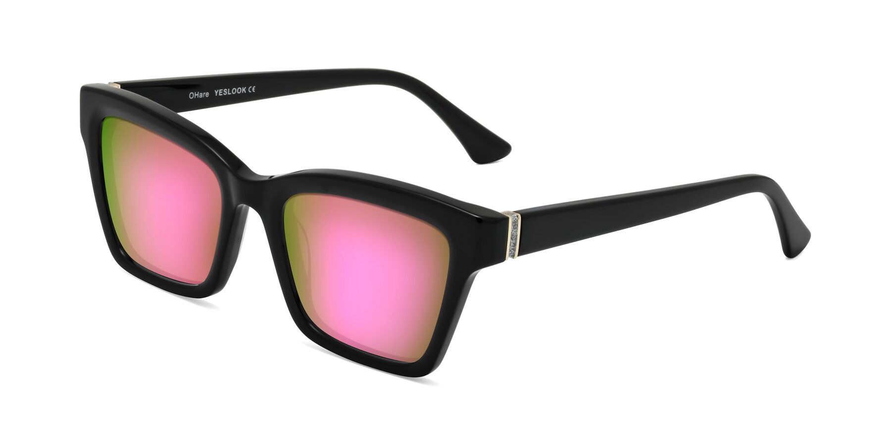 Angle of OHare in Black with Pink Mirrored Lenses