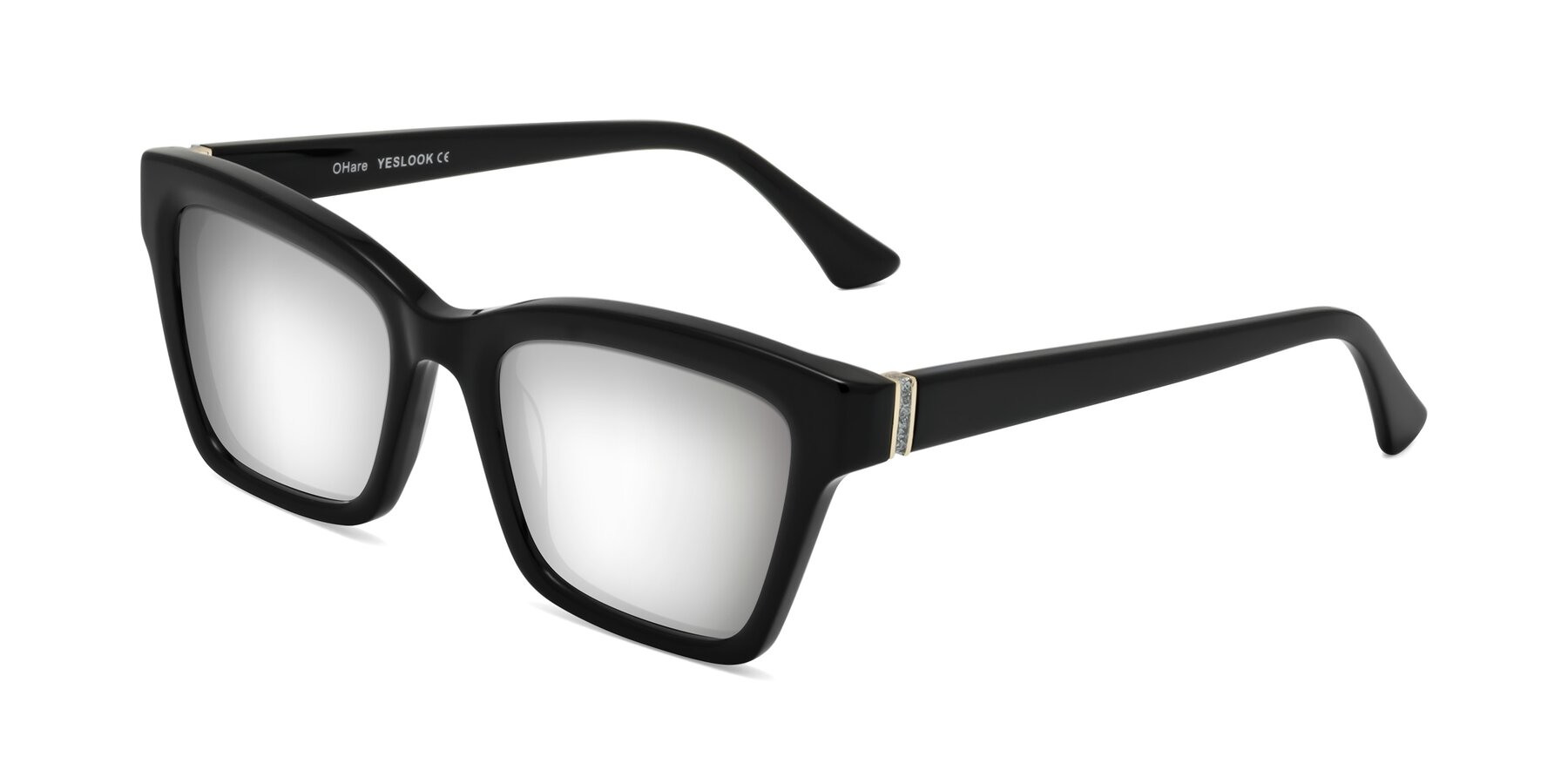 Angle of OHare in Black with Silver Mirrored Lenses