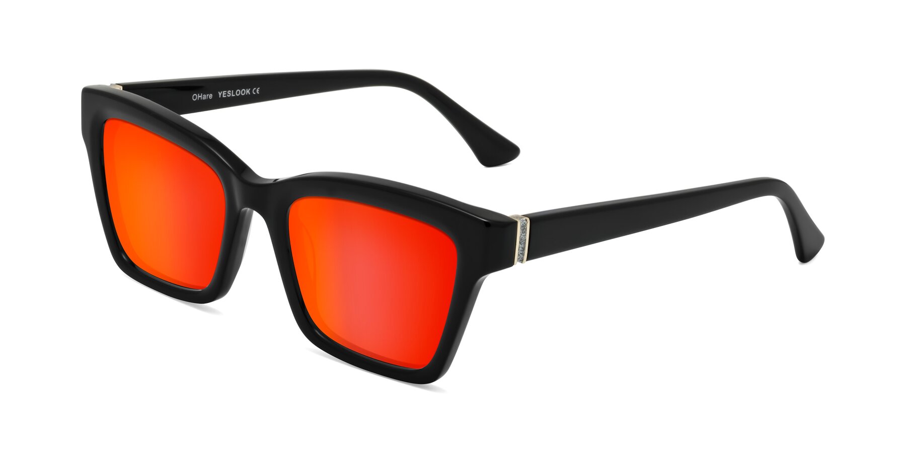 Angle of OHare in Black with Red Gold Mirrored Lenses