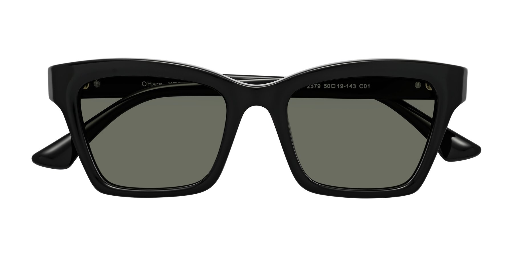Folded Front of OHare in Black with Gray Polarized Lenses