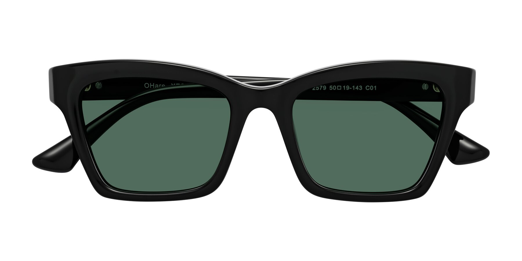 Folded Front of OHare in Black with Green Polarized Lenses