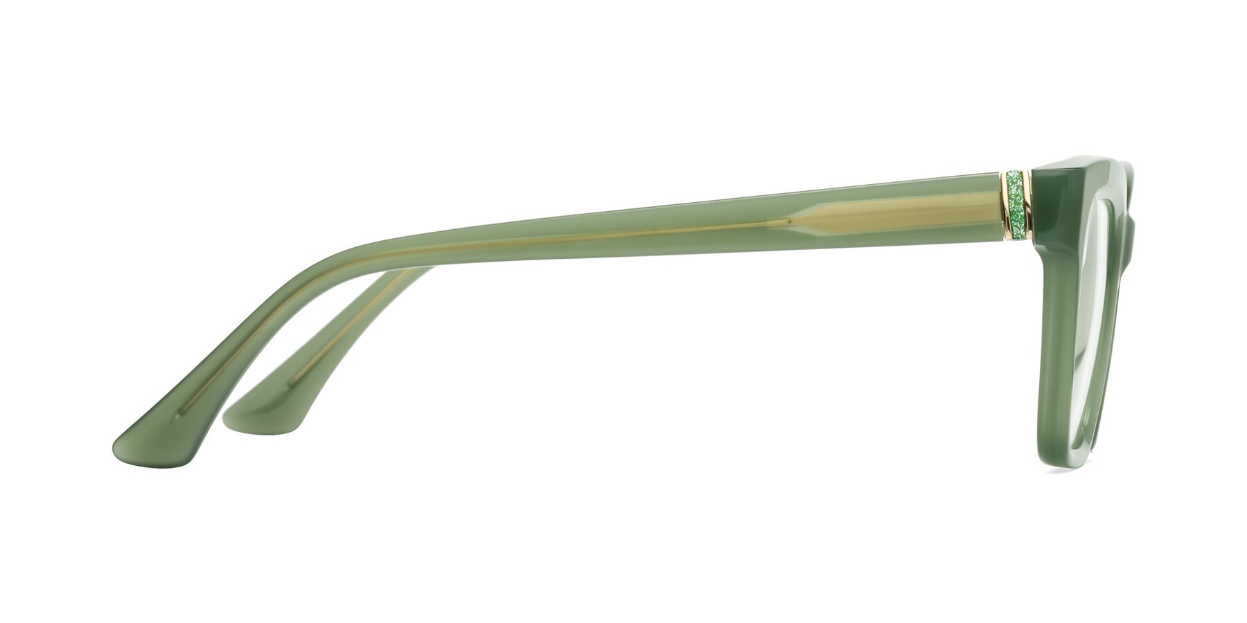 Side of OHare in Sage Green with Clear Eyeglass Lenses