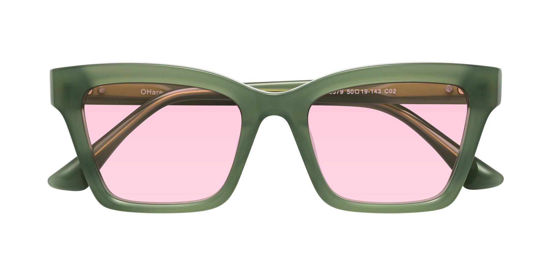 Folded Front of OHare in Sage Green with Light Pink Tinted Lenses