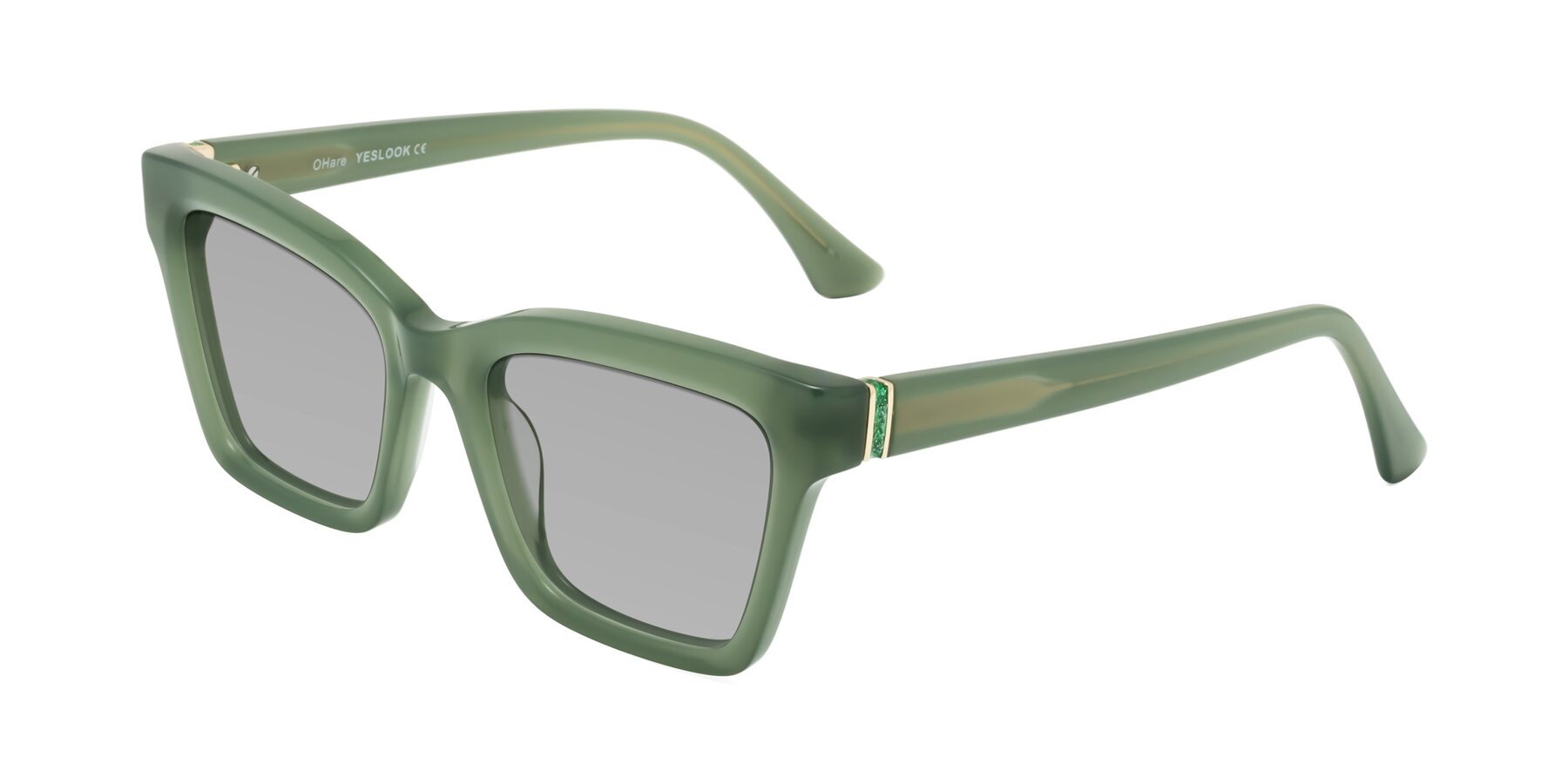 Angle of OHare in Sage Green with Light Gray Tinted Lenses