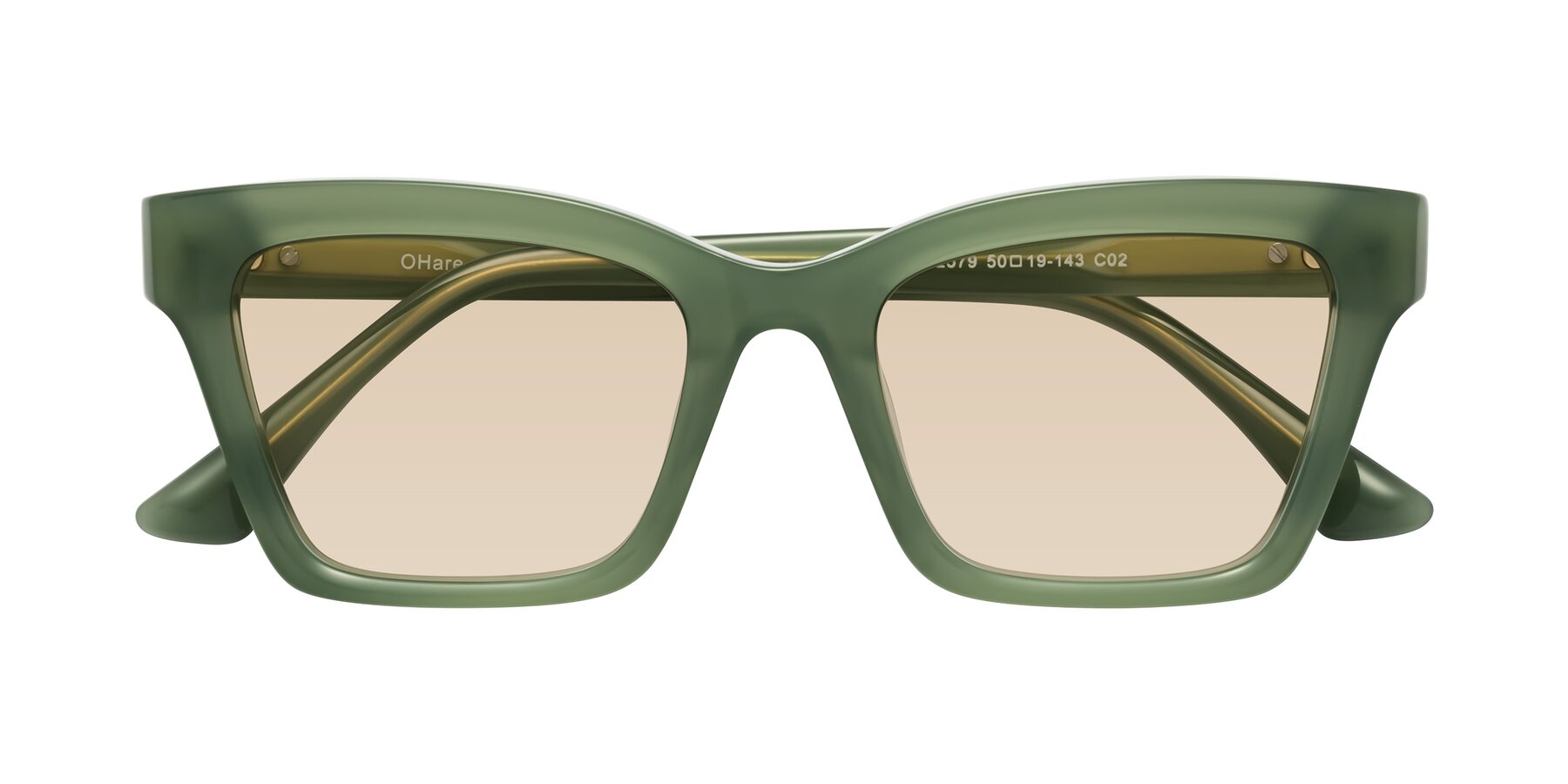 Folded Front of OHare in Sage Green with Light Brown Tinted Lenses