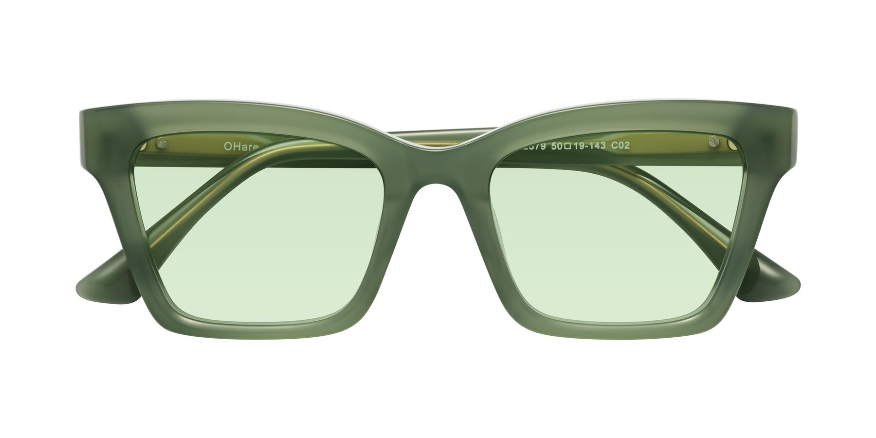 Folded Front of OHare in Sage Green with Light Green Tinted Lenses