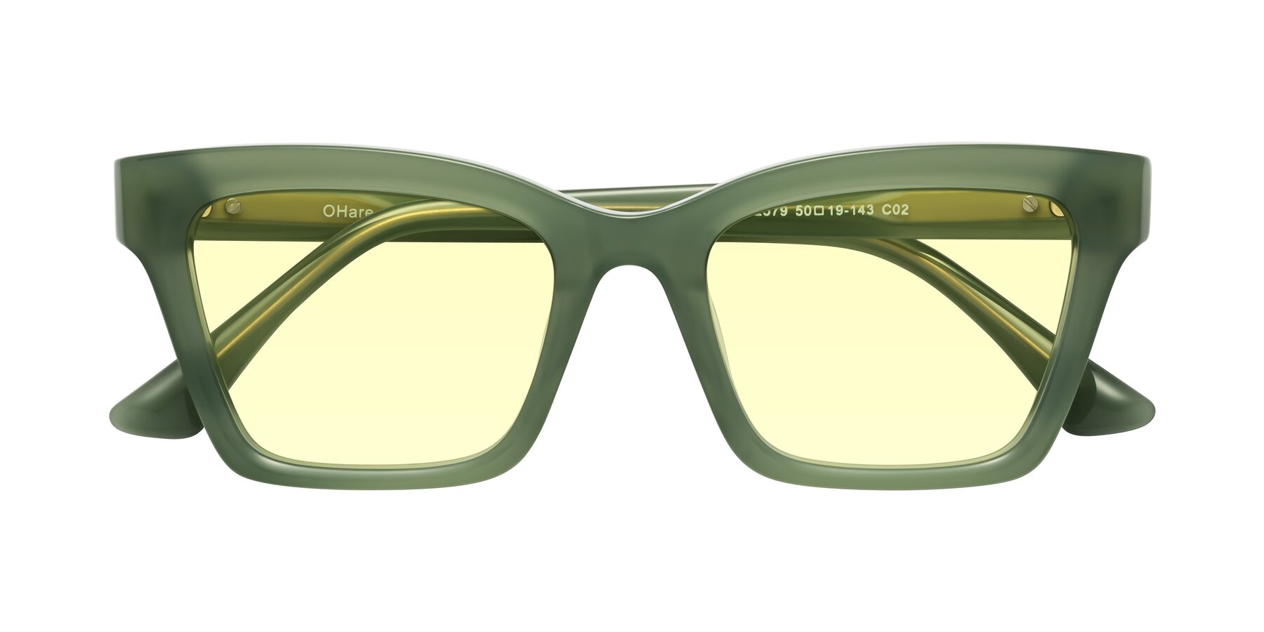 Folded Front of OHare in Sage Green with Light Yellow Tinted Lenses