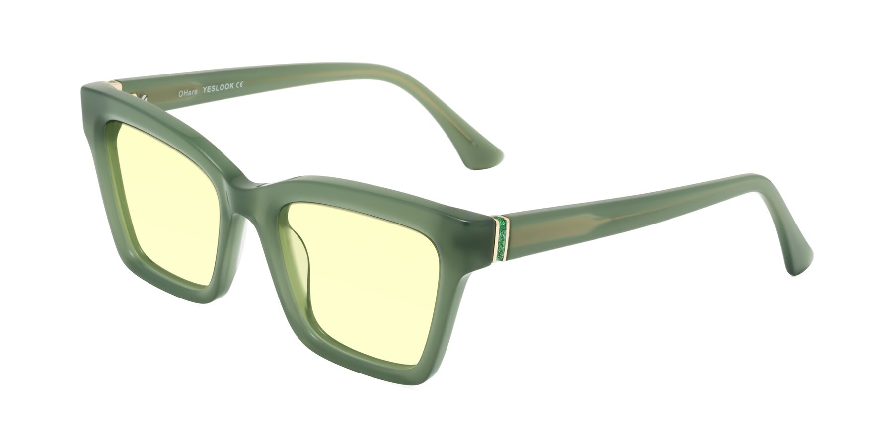 Angle of OHare in Sage Green with Light Yellow Tinted Lenses