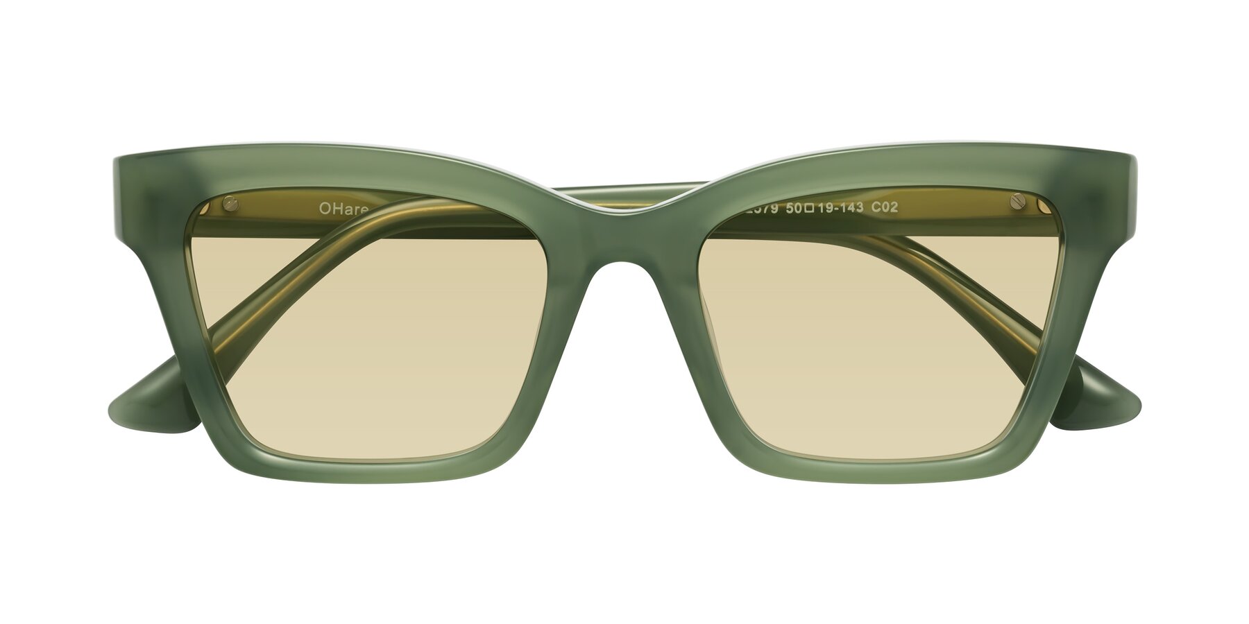 Folded Front of OHare in Sage Green with Light Champagne Tinted Lenses