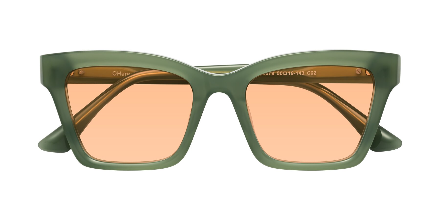 Folded Front of OHare in Sage Green with Light Orange Tinted Lenses