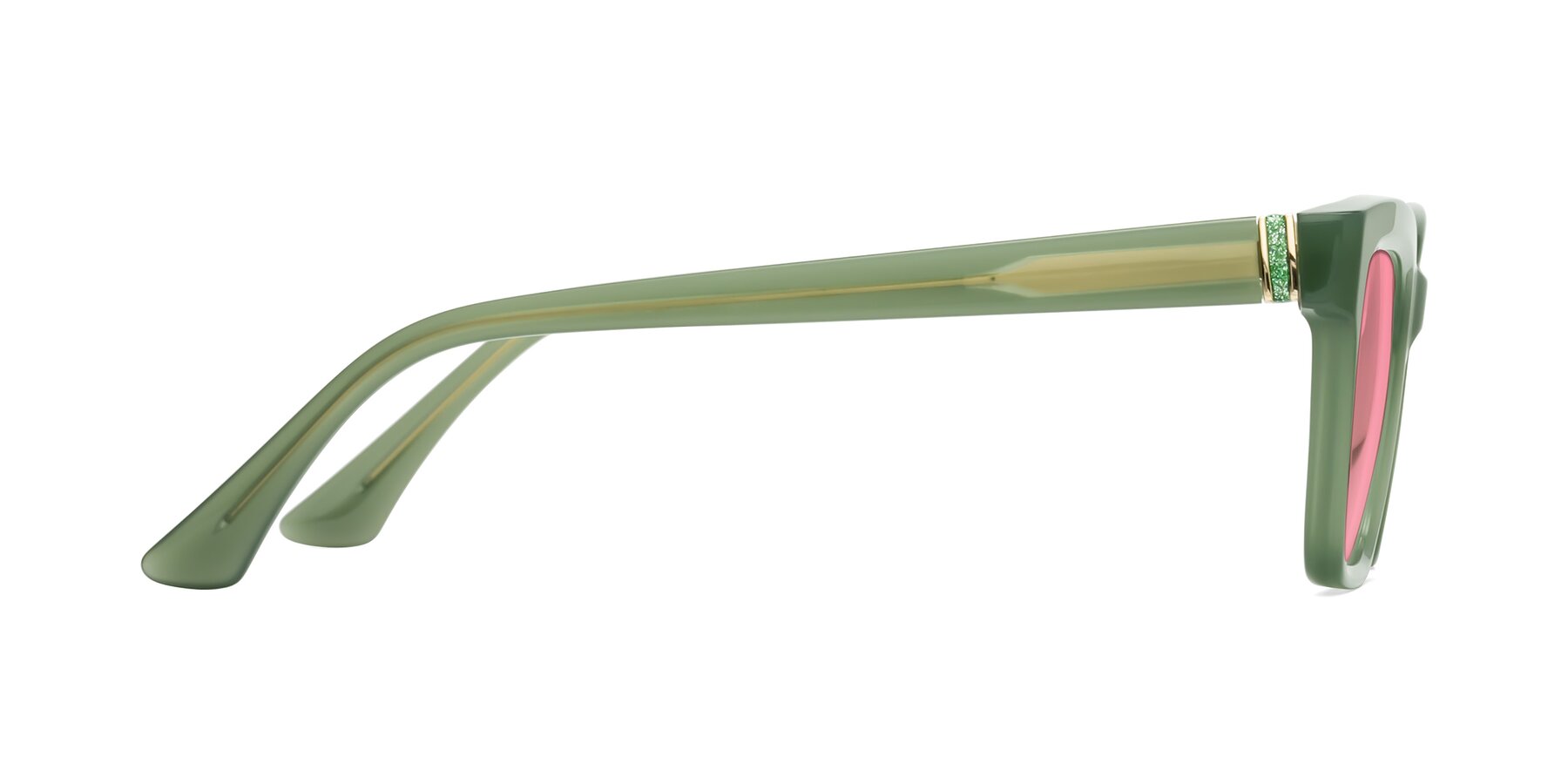 Side of OHare in Sage Green with Pink Tinted Lenses