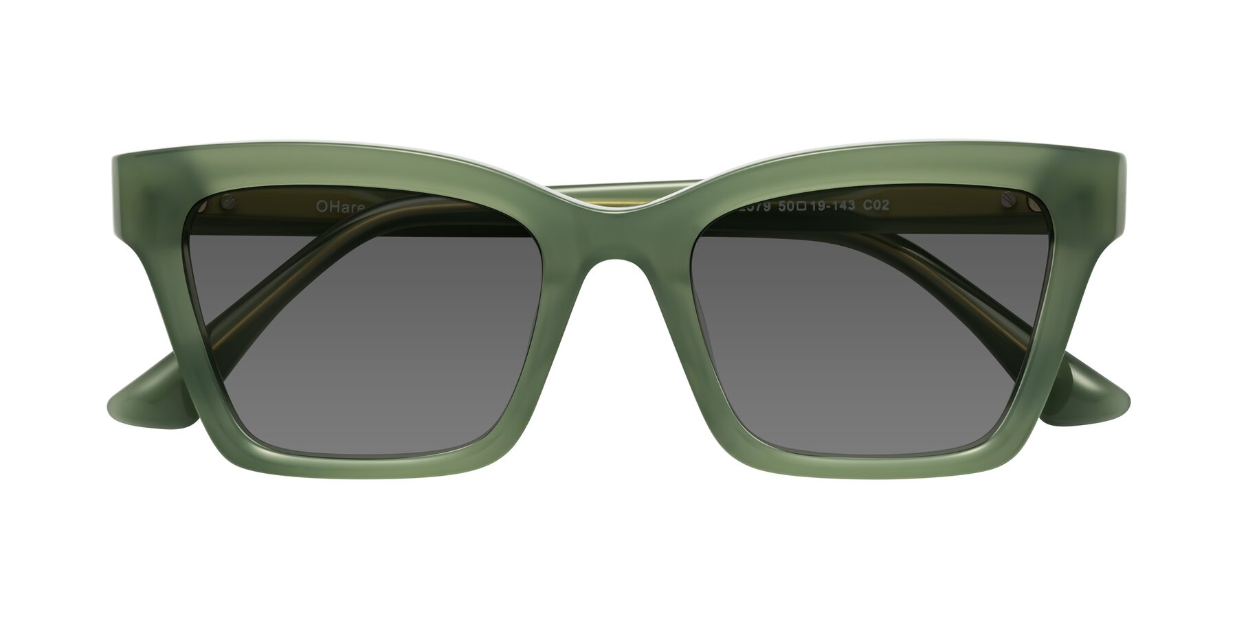 Folded Front of OHare in Sage Green with Medium Gray Tinted Lenses