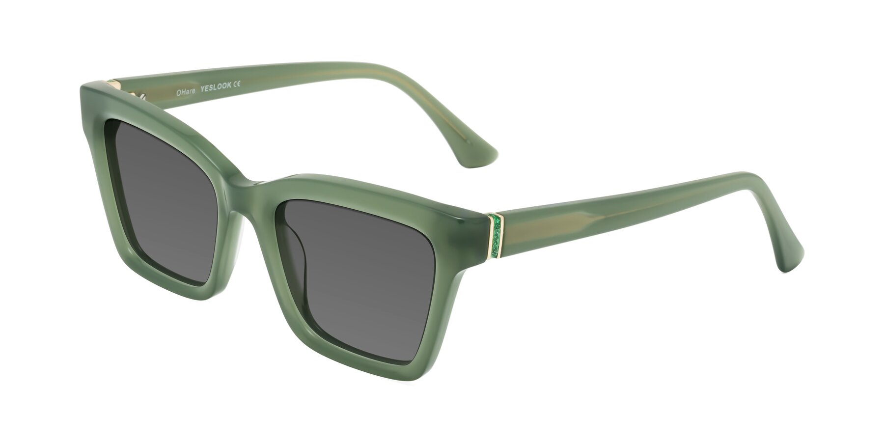 Angle of OHare in Sage Green with Medium Gray Tinted Lenses