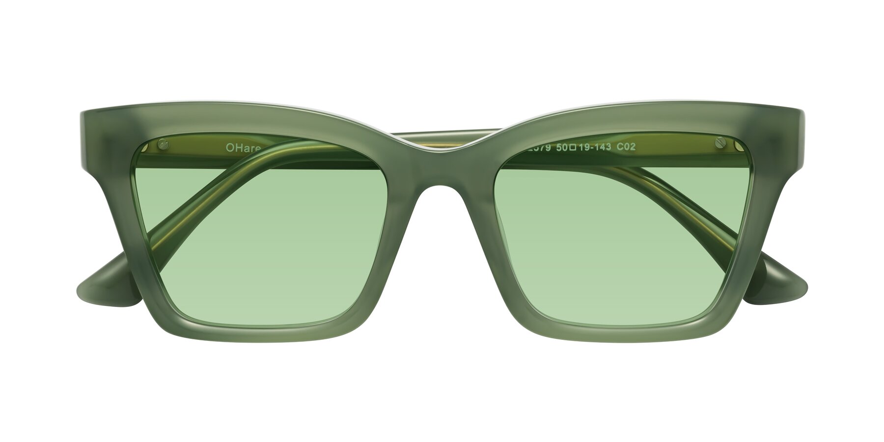 Folded Front of OHare in Sage Green with Medium Green Tinted Lenses