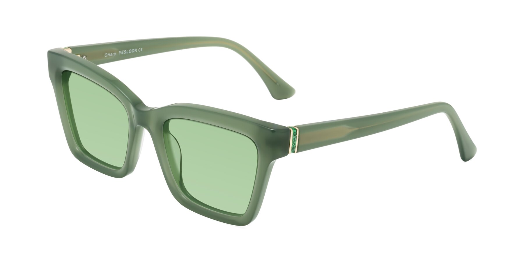 Angle of OHare in Sage Green with Medium Green Tinted Lenses