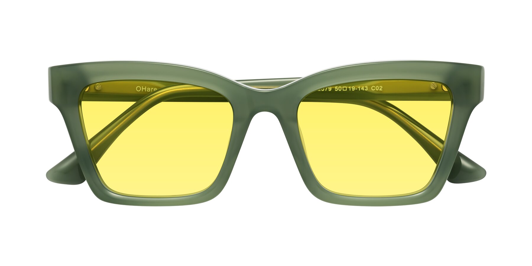 Folded Front of OHare in Sage Green with Medium Yellow Tinted Lenses