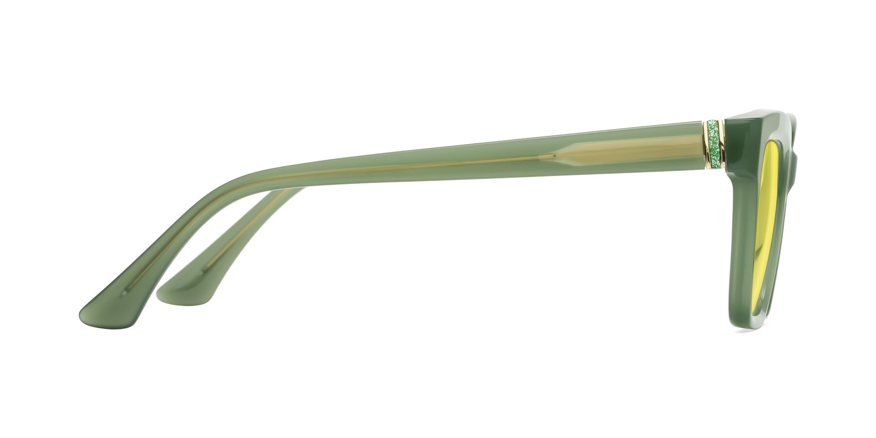 Side of OHare in Sage Green with Medium Yellow Tinted Lenses