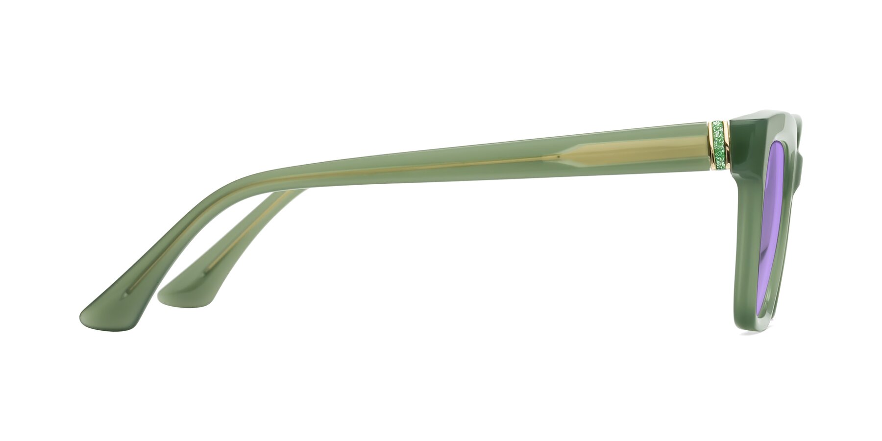 Side of OHare in Sage Green with Medium Purple Tinted Lenses