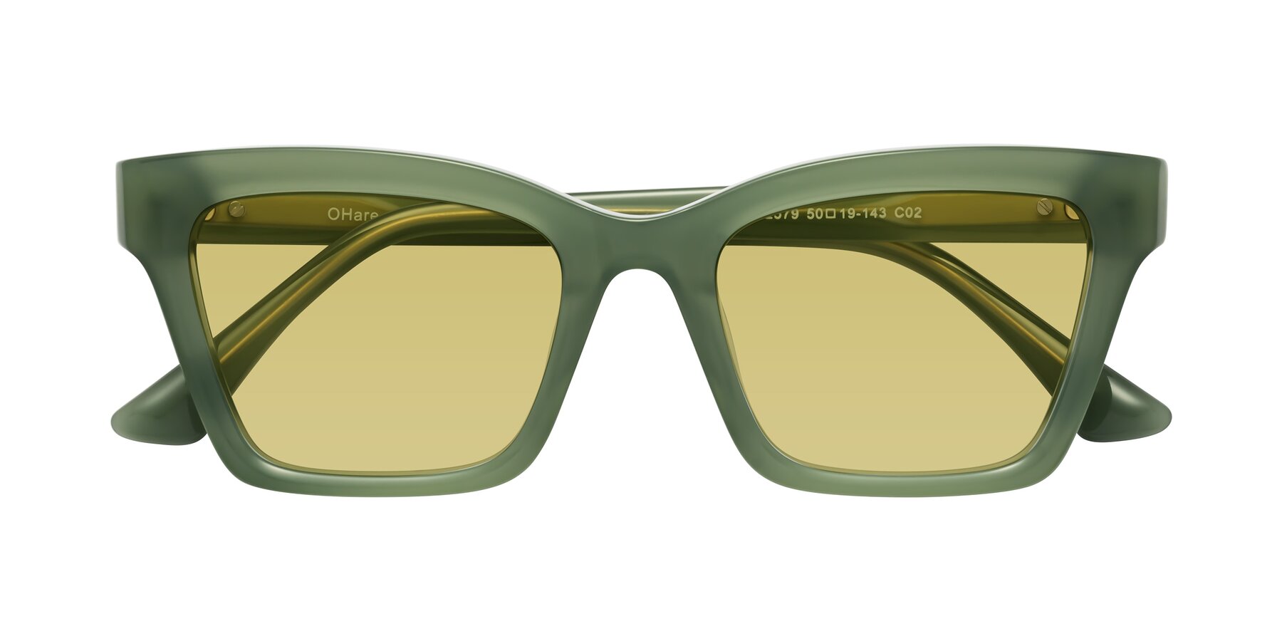 Folded Front of OHare in Sage Green with Medium Champagne Tinted Lenses