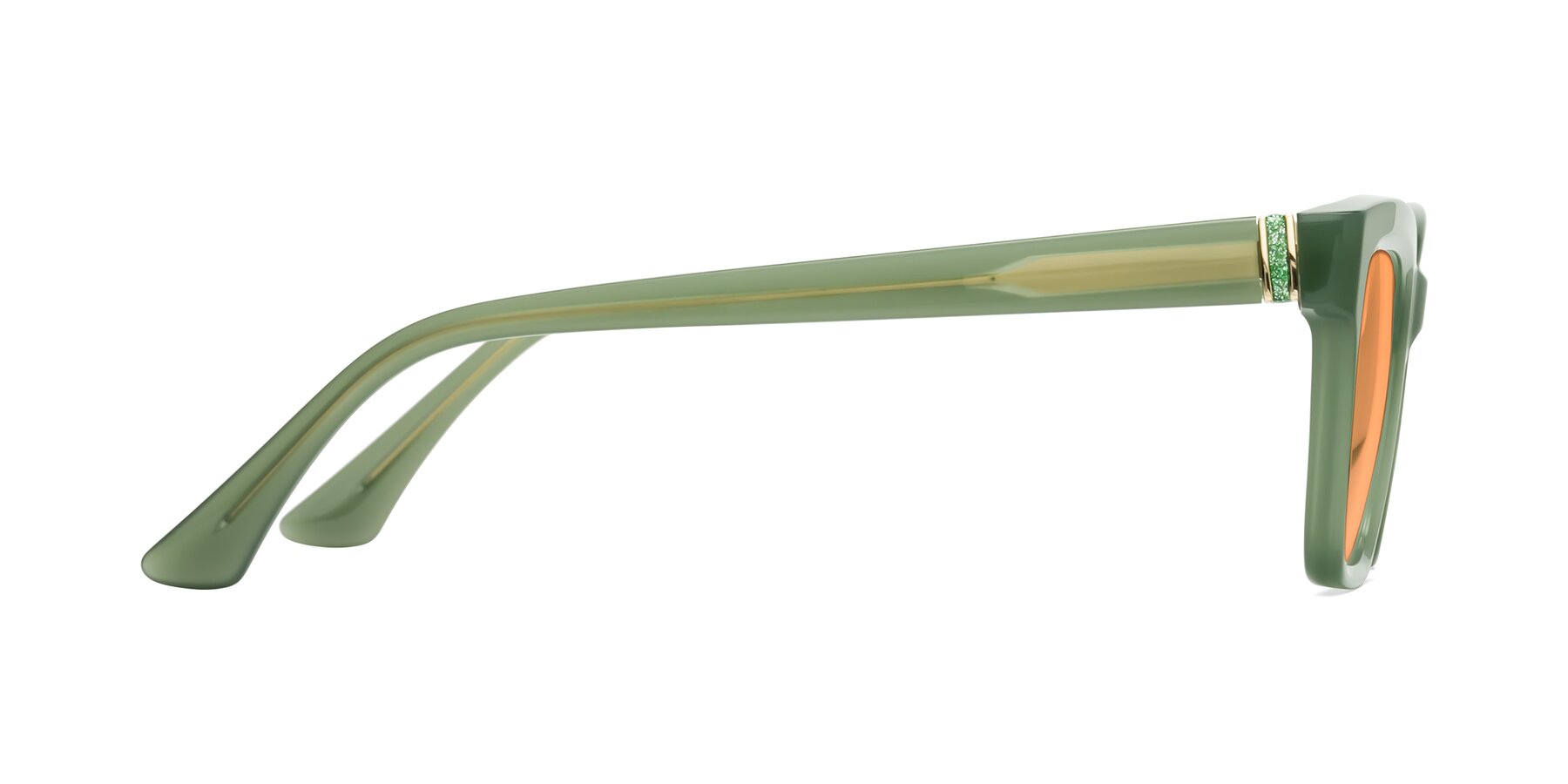 Side of OHare in Sage Green with Medium Orange Tinted Lenses