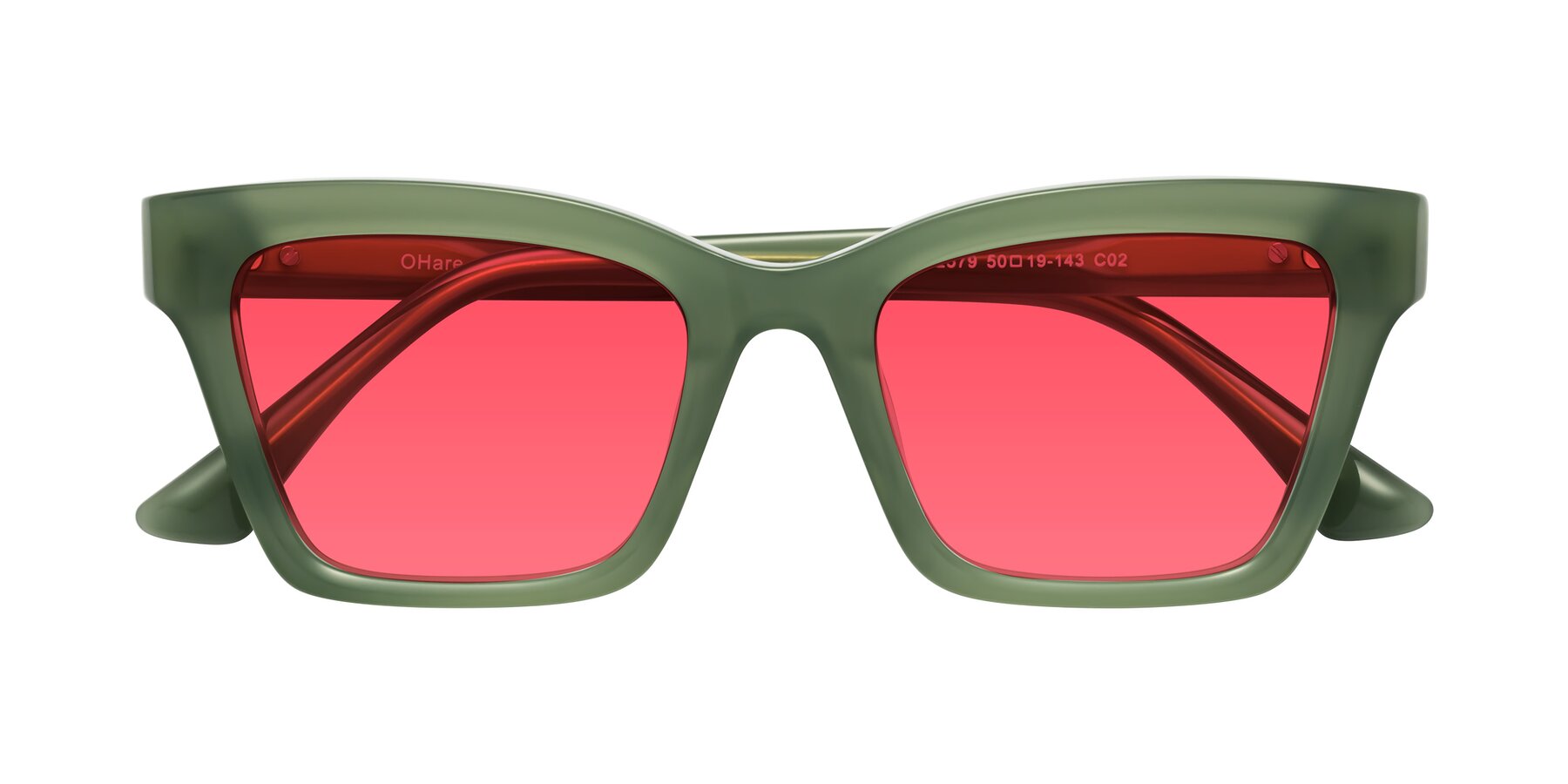 Folded Front of OHare in Sage Green with Red Tinted Lenses