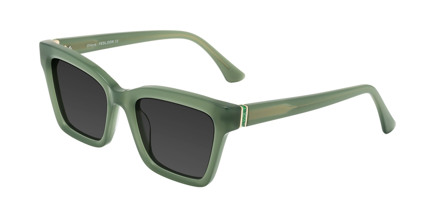 Angle of OHare in Sage Green with Gray Tinted Lenses