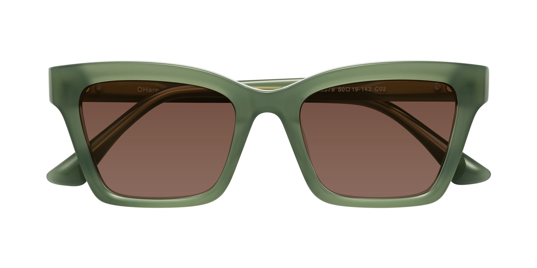 Folded Front of OHare in Sage Green with Brown Tinted Lenses
