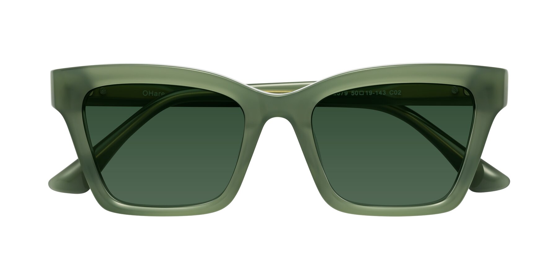 Folded Front of OHare in Sage Green with Green Tinted Lenses