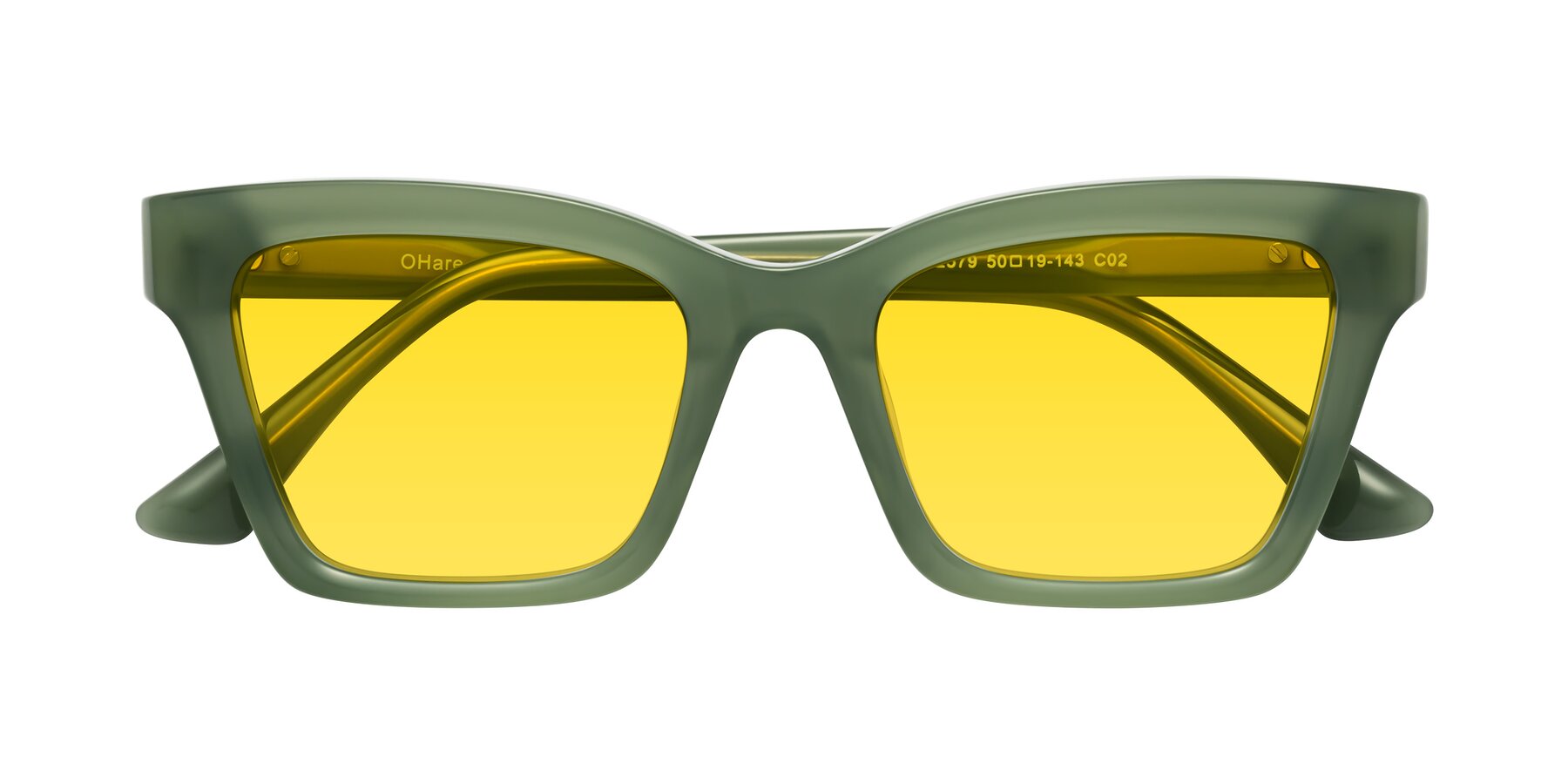 Folded Front of OHare in Sage Green with Yellow Tinted Lenses
