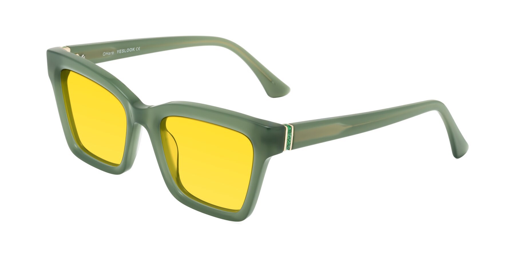Angle of OHare in Sage Green with Yellow Tinted Lenses