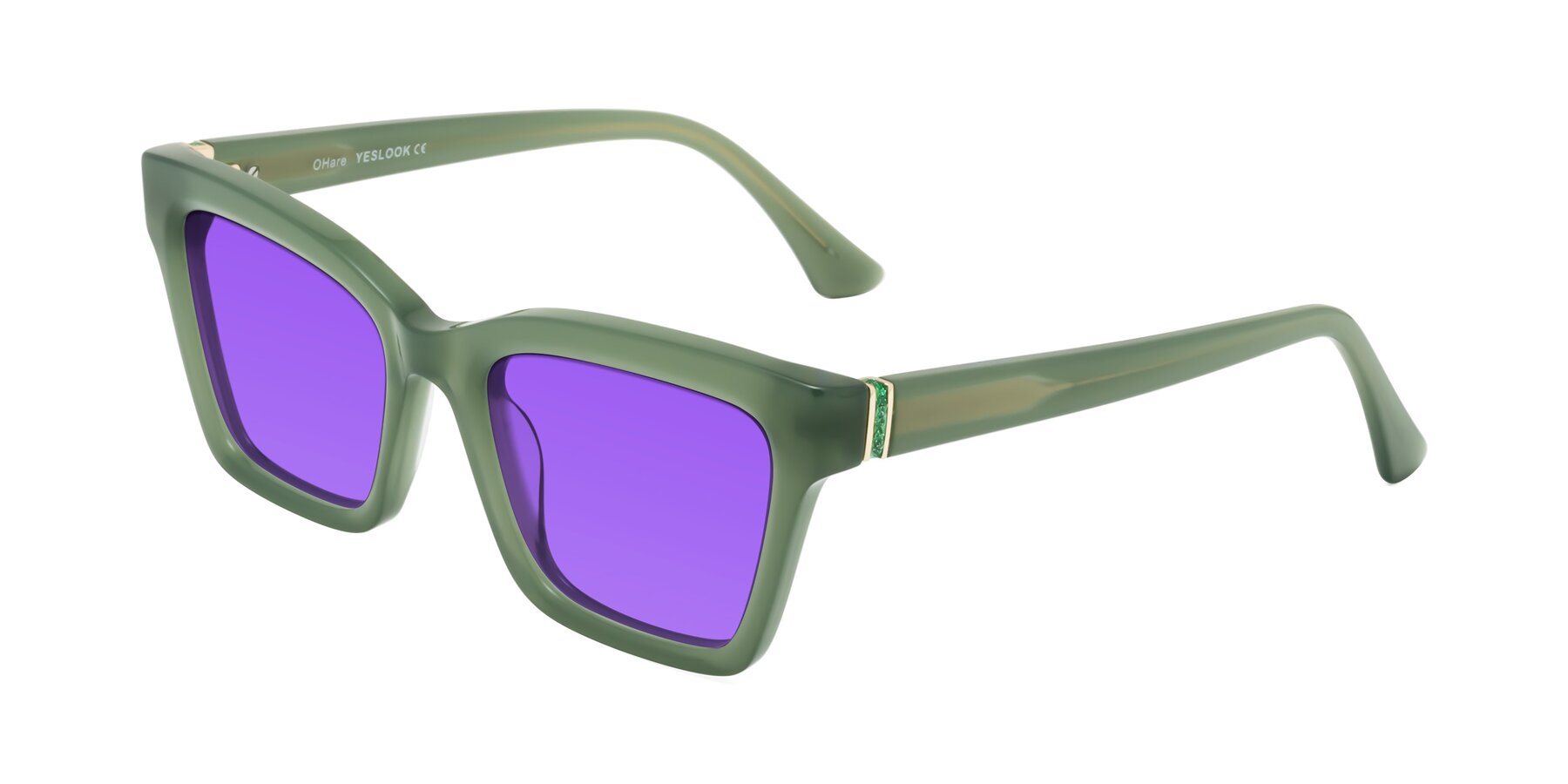 Angle of OHare in Sage Green with Purple Tinted Lenses