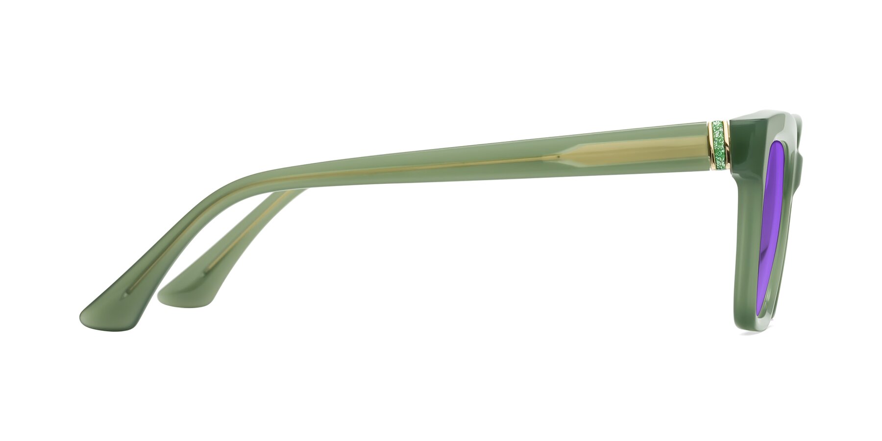 Side of OHare in Sage Green with Purple Tinted Lenses