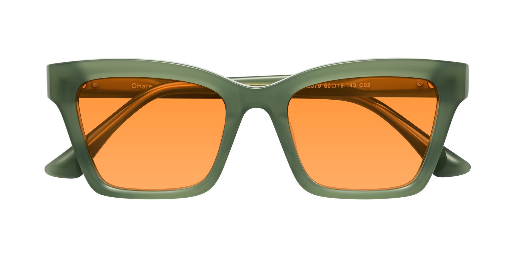 Folded Front of OHare in Sage Green with Orange Tinted Lenses