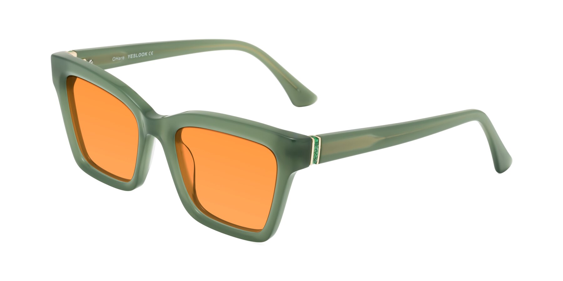 Angle of OHare in Sage Green with Orange Tinted Lenses