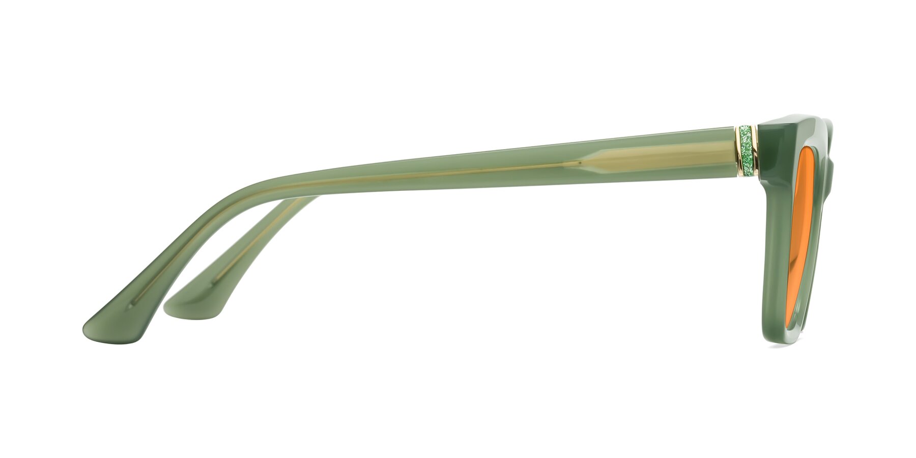 Side of OHare in Sage Green with Orange Tinted Lenses