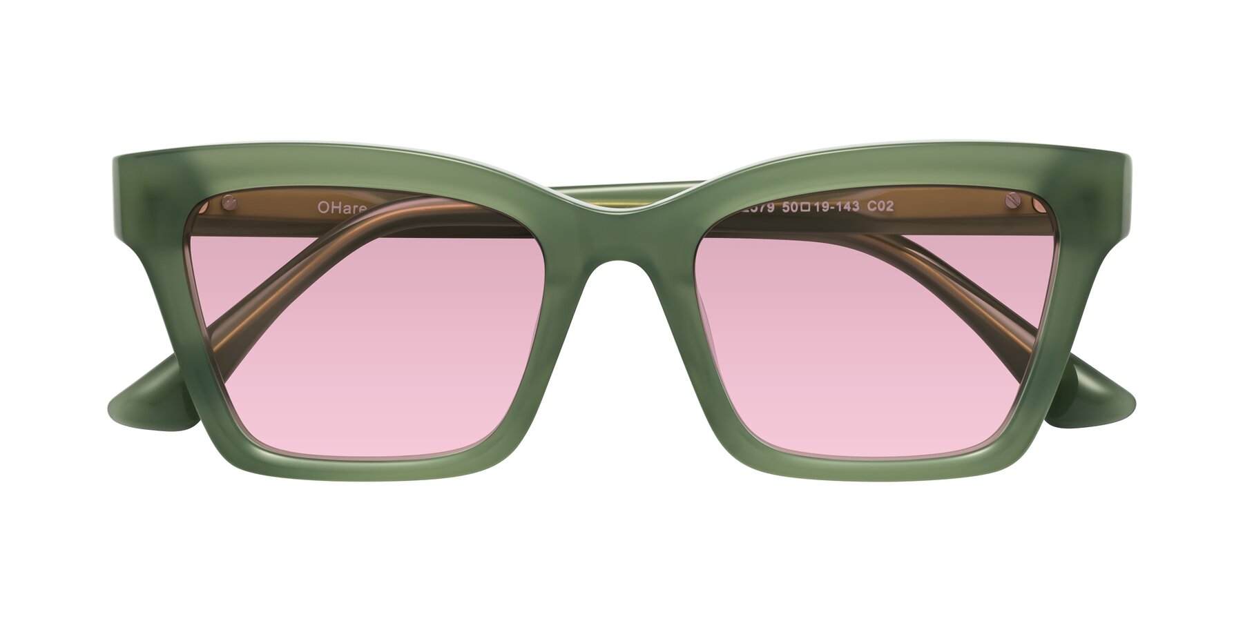 Folded Front of OHare in Sage Green with Light Wine Tinted Lenses