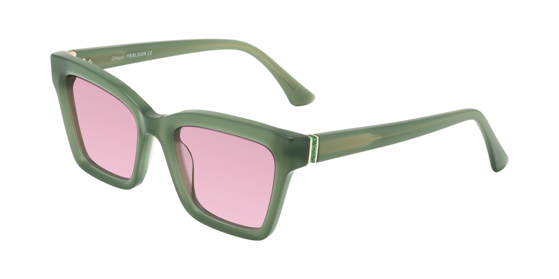 Angle of OHare in Sage Green with Light Wine Tinted Lenses
