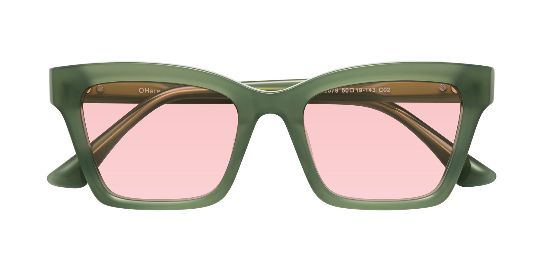 Folded Front of OHare in Sage Green with Light Garnet Tinted Lenses
