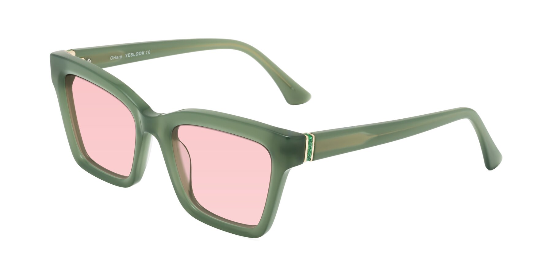 Angle of OHare in Sage Green with Light Garnet Tinted Lenses