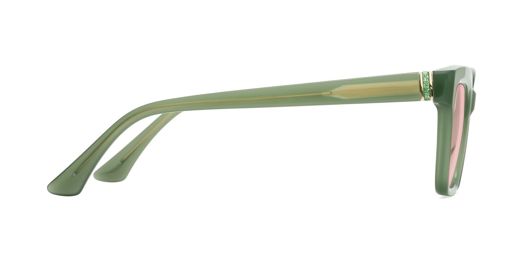 Side of OHare in Sage Green with Light Garnet Tinted Lenses
