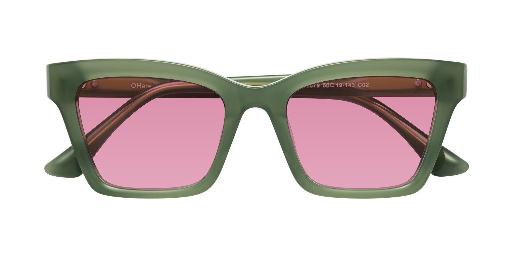 Folded Front of OHare in Sage Green with Medium Wine Tinted Lenses