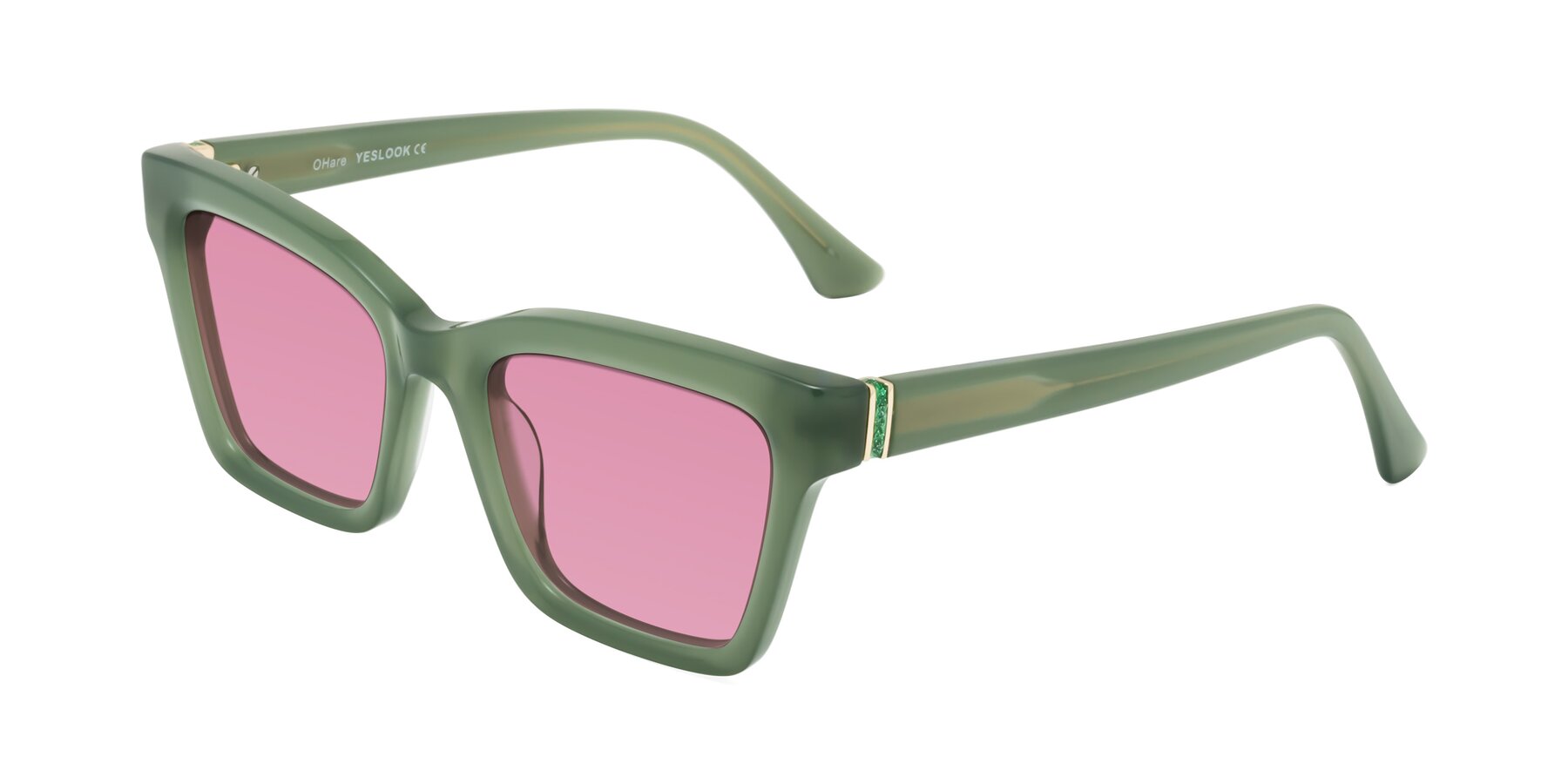 Angle of OHare in Sage Green with Medium Wine Tinted Lenses