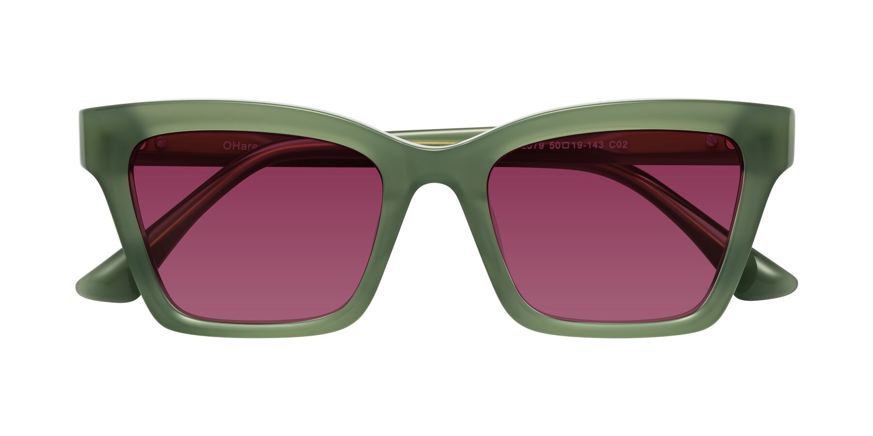 Folded Front of OHare in Sage Green with Wine Tinted Lenses